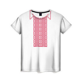 Женская футболка 3D с принтом Вышивка 55 в Санкт-Петербурге, 100% полиэфир ( синтетическое хлопкоподобное полотно) | прямой крой, круглый вырез горловины, длина до линии бедер | belarus | беларусь | вышивка