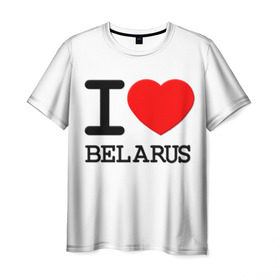 Мужская футболка 3D с принтом Люблю Беларусь 3 в Санкт-Петербурге, 100% полиэфир | прямой крой, круглый вырез горловины, длина до линии бедер | Тематика изображения на принте: belarus | love | беларусь | люблю
