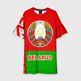 Детское платье 3D с принтом Belarus 5 в Санкт-Петербурге, 100% полиэстер | прямой силуэт, чуть расширенный к низу. Круглая горловина, на рукавах — воланы | Тематика изображения на принте: belarus | беларусь