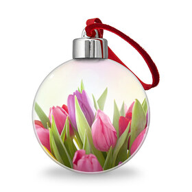 Ёлочный шар с принтом Тюльпаны в Санкт-Петербурге, Пластик | Диаметр: 77 мм | 8 марта | аромат | букет | вазон | великолепие | дача | девушки | женщины | краски | красота | куст | лужайка | милые цветы | огород | палитра | прелесть | радуга | растение | тюльпаны