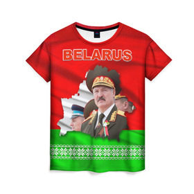 Женская футболка 3D с принтом Belarus 18 в Санкт-Петербурге, 100% полиэфир ( синтетическое хлопкоподобное полотно) | прямой крой, круглый вырез горловины, длина до линии бедер | belarus | беларусь | лукашенко | президент