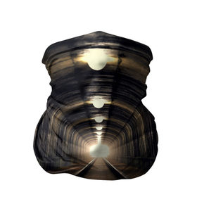Бандана-труба 3D с принтом Бескрайний тоннель в Санкт-Петербурге, 100% полиэстер, ткань с особыми свойствами — Activecool | плотность 150‒180 г/м2; хорошо тянется, но сохраняет форму | Тематика изображения на принте: железная дорога | иллюзия | коридор | свет в конце тоннеля | тоннель