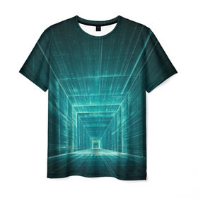 Мужская футболка 3D с принтом Цифровой тоннель в Санкт-Петербурге, 100% полиэфир | прямой крой, круглый вырез горловины, длина до линии бедер | глубины сознания | интернет | коридор | матрица | оптическая иллюзия | секрет | сеть | тайна | тоннель