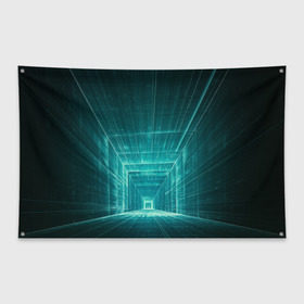 Флаг-баннер с принтом Цифровой тоннель в Санкт-Петербурге, 100% полиэстер | размер 67 х 109 см, плотность ткани — 95 г/м2; по краям флага есть четыре люверса для крепления | глубины сознания | интернет | коридор | матрица | оптическая иллюзия | секрет | сеть | тайна | тоннель
