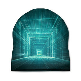 Шапка 3D с принтом Цифровой тоннель в Санкт-Петербурге, 100% полиэстер | универсальный размер, печать по всей поверхности изделия | Тематика изображения на принте: глубины сознания | интернет | коридор | матрица | оптическая иллюзия | секрет | сеть | тайна | тоннель