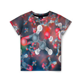 Детская футболка 3D с принтом Малекула в Санкт-Петербурге, 100% гипоаллергенный полиэфир | прямой крой, круглый вырез горловины, длина до линии бедер, чуть спущенное плечо, ткань немного тянется | Тематика изображения на принте: вирус | клетка | макро | медицина | молекула
