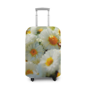 Чехол для чемодана 3D с принтом Хризантемы в Санкт-Петербурге, 86% полиэфир, 14% спандекс | двустороннее нанесение принта, прорези для ручек и колес | белая | букет | красота | хризантема | цветок