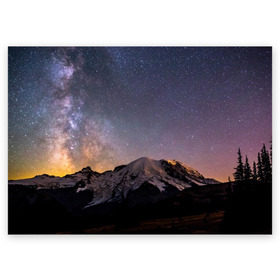 Поздравительная открытка с принтом Звездное небо в Санкт-Петербурге, 100% бумага | плотность бумаги 280 г/м2, матовая, на обратной стороне линовка и место для марки
 | горы | звезды | космос | небо | ночь