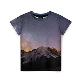 Детская футболка 3D с принтом Звездное небо в Санкт-Петербурге, 100% гипоаллергенный полиэфир | прямой крой, круглый вырез горловины, длина до линии бедер, чуть спущенное плечо, ткань немного тянется | Тематика изображения на принте: горы | звезды | космос | небо | ночь