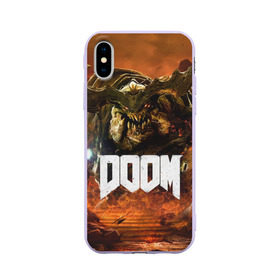 Чехол для Apple iPhone X силиконовый матовый с принтом Doom 4 Hell Cyberdemon в Санкт-Петербурге, Силикон | Печать на задней стороне чехла, без боковой панели | cyberdemon | demon | doom | hell | дум