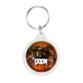 Брелок круглый с принтом Doom 4 Hell Cyberdemon в Санкт-Петербурге, пластик и полированная сталь | круглая форма, металлическое крепление в виде кольца | cyberdemon | demon | doom | hell | дум