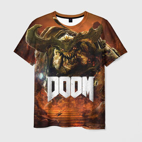 Мужская футболка 3D с принтом Doom 4 Hell Cyberdemon в Санкт-Петербурге, 100% полиэфир | прямой крой, круглый вырез горловины, длина до линии бедер | cyberdemon | demon | doom | hell | дум