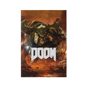 Обложка для паспорта матовая кожа с принтом Doom 4 Hell Cyberdemon в Санкт-Петербурге, натуральная матовая кожа | размер 19,3 х 13,7 см; прозрачные пластиковые крепления | Тематика изображения на принте: cyberdemon | demon | doom | hell | дум