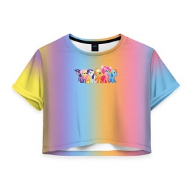 Женская футболка 3D укороченная с принтом My little pony 1 в Санкт-Петербурге, 100% полиэстер | круглая горловина, длина футболки до линии талии, рукава с отворотами | my little pony