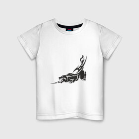 Детская футболка хлопок с принтом Рысь в Санкт-Петербурге, 100% хлопок | круглый вырез горловины, полуприлегающий силуэт, длина до линии бедер | Тематика изображения на принте: дикая кошка | клыки | когти | цвета