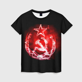 Женская футболка 3D с принтом СССР 7 в Санкт-Петербурге, 100% полиэфир ( синтетическое хлопкоподобное полотно) | прямой крой, круглый вырез горловины, длина до линии бедер | ussr | серп и молот | ссср