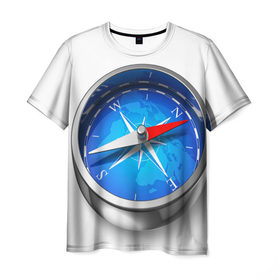 Мужская футболка 3D с принтом Компас в Санкт-Петербурге, 100% полиэфир | прямой крой, круглый вырез горловины, длина до линии бедер | география | компас | часть света