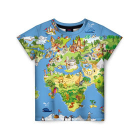 Детская футболка 3D с принтом Карта 7 в Санкт-Петербурге, 100% гипоаллергенный полиэфир | прямой крой, круглый вырез горловины, длина до линии бедер, чуть спущенное плечо, ткань немного тянется | map | world | карта | мир