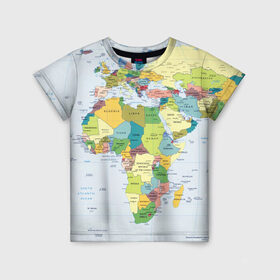 Детская футболка 3D с принтом Карта 9 в Санкт-Петербурге, 100% гипоаллергенный полиэфир | прямой крой, круглый вырез горловины, длина до линии бедер, чуть спущенное плечо, ткань немного тянется | map | world | карта | мир