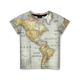 Детская футболка 3D с принтом Карта 16 в Санкт-Петербурге, 100% гипоаллергенный полиэфир | прямой крой, круглый вырез горловины, длина до линии бедер, чуть спущенное плечо, ткань немного тянется | map | world | карта | мир