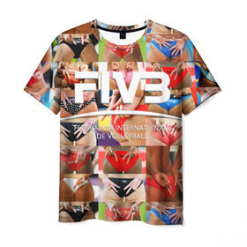 Мужская футболка 3D с принтом Волейбол 1 в Санкт-Петербурге, 100% полиэфир | прямой крой, круглый вырез горловины, длина до линии бедер | fiv3 | volleyball | волейбол
