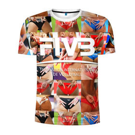 Мужская футболка 3D спортивная с принтом Волейбол 1 в Санкт-Петербурге, 100% полиэстер с улучшенными характеристиками | приталенный силуэт, круглая горловина, широкие плечи, сужается к линии бедра | Тематика изображения на принте: fiv3 | volleyball | волейбол