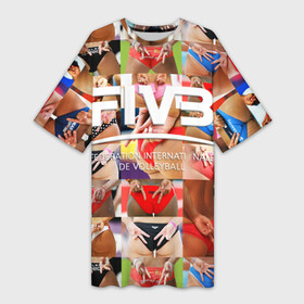 Платье-футболка 3D с принтом Волейбол 1 в Санкт-Петербурге,  |  | fiv3 | volleyball | волейбол