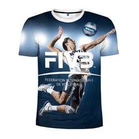 Мужская футболка 3D спортивная с принтом Волейбол 4 в Санкт-Петербурге, 100% полиэстер с улучшенными характеристиками | приталенный силуэт, круглая горловина, широкие плечи, сужается к линии бедра | Тематика изображения на принте: fiv3 | volleyball | волейбол