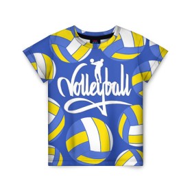 Детская футболка 3D с принтом Волейбол 6 в Санкт-Петербурге, 100% гипоаллергенный полиэфир | прямой крой, круглый вырез горловины, длина до линии бедер, чуть спущенное плечо, ткань немного тянется | volleyball | волейбол