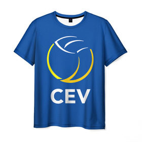 Мужская футболка 3D с принтом Волейбол 19 в Санкт-Петербурге, 100% полиэфир | прямой крой, круглый вырез горловины, длина до линии бедер | cev | volleyball | волейбол