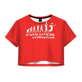 Женская футболка 3D укороченная с принтом Волейбол 23 в Санкт-Петербурге, 100% полиэстер | круглая горловина, длина футболки до линии талии, рукава с отворотами | evolution | volleyball | волейбол