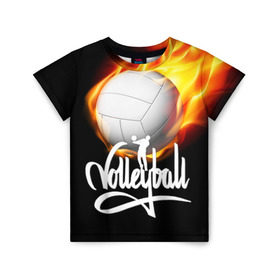 Детская футболка 3D с принтом Волейбол 28 в Санкт-Петербурге, 100% гипоаллергенный полиэфир | прямой крой, круглый вырез горловины, длина до линии бедер, чуть спущенное плечо, ткань немного тянется | volleyball | волейбол