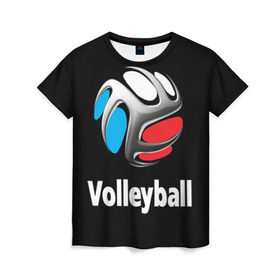 Женская футболка 3D с принтом Волейбол 29 в Санкт-Петербурге, 100% полиэфир ( синтетическое хлопкоподобное полотно) | прямой крой, круглый вырез горловины, длина до линии бедер | volleyball | волейбол
