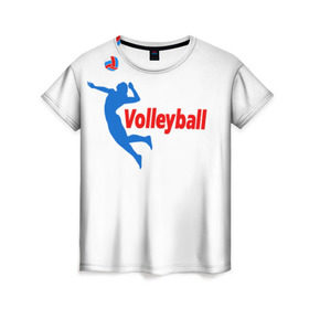 Женская футболка 3D с принтом Волейбол 31 в Санкт-Петербурге, 100% полиэфир ( синтетическое хлопкоподобное полотно) | прямой крой, круглый вырез горловины, длина до линии бедер | Тематика изображения на принте: volleyball | волейбол