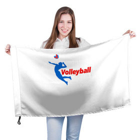 Флаг 3D с принтом Волейбол 31 в Санкт-Петербурге, 100% полиэстер | плотность ткани — 95 г/м2, размер — 67 х 109 см. Принт наносится с одной стороны | Тематика изображения на принте: volleyball | волейбол