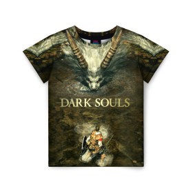 Детская футболка 3D с принтом Dark Souls 12 в Санкт-Петербурге, 100% гипоаллергенный полиэфир | прямой крой, круглый вырез горловины, длина до линии бедер, чуть спущенное плечо, ткань немного тянется | dark souls | praise the sun | you died | дарк соулс