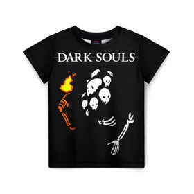 Детская футболка 3D с принтом Dark Souls 13 в Санкт-Петербурге, 100% гипоаллергенный полиэфир | прямой крой, круглый вырез горловины, длина до линии бедер, чуть спущенное плечо, ткань немного тянется | dark souls | praise the sun | you died | дарк соулс
