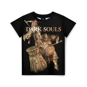Детская футболка 3D с принтом Dark Souls 22 в Санкт-Петербурге, 100% гипоаллергенный полиэфир | прямой крой, круглый вырез горловины, длина до линии бедер, чуть спущенное плечо, ткань немного тянется | dark souls | praise the sun | you died | дарк соулс