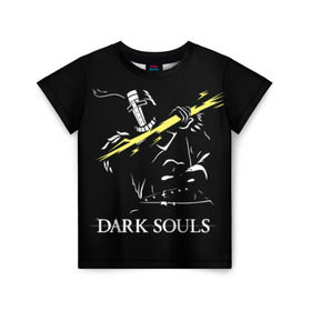 Детская футболка 3D с принтом Dark Souls 25 в Санкт-Петербурге, 100% гипоаллергенный полиэфир | прямой крой, круглый вырез горловины, длина до линии бедер, чуть спущенное плечо, ткань немного тянется | dark souls | praise the sun | you died | дарк соулс