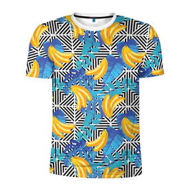 Мужская футболка 3D спортивная с принтом Banana pattern в Санкт-Петербурге, 100% полиэстер с улучшенными характеристиками | приталенный силуэт, круглая горловина, широкие плечи, сужается к линии бедра | banana