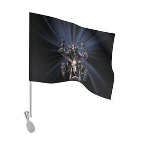 Флаг для автомобиля с принтом Скелет на мотоцикле в Санкт-Петербурге, 100% полиэстер | Размер: 30*21 см | ride or die | байкер