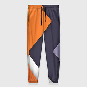 Женские брюки 3D с принтом Geometriya в Санкт-Петербурге, полиэстер 100% | прямой крой, два кармана без застежек по бокам, с мягкой трикотажной резинкой на поясе и по низу штанин. В поясе для дополнительного комфорта — широкие завязки | оранжевый | серый