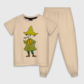 Детская пижама хлопок с принтом Снусмумрик в Санкт-Петербурге, 100% хлопок |  брюки и футболка прямого кроя, без карманов, на брюках мягкая резинка на поясе и по низу штанин
 | муми тролль