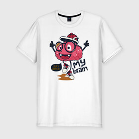 Мужская футболка премиум с принтом Dancing brain в Санкт-Петербурге, 92% хлопок, 8% лайкра | приталенный силуэт, круглый вырез ворота, длина до линии бедра, короткий рукав | brain | dance