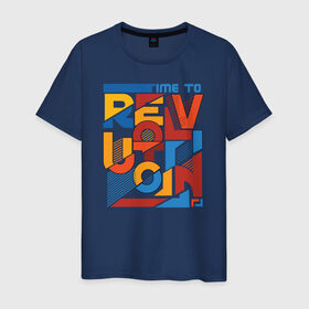 Мужская футболка хлопок с принтом Revolution в Санкт-Петербурге, 100% хлопок | прямой крой, круглый вырез горловины, длина до линии бедер, слегка спущенное плечо. | revolution