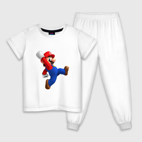 Детская пижама хлопок с принтом Марио в Санкт-Петербурге, 100% хлопок |  брюки и футболка прямого кроя, без карманов, на брюках мягкая резинка на поясе и по низу штанин
 | nintendo | нинтендо