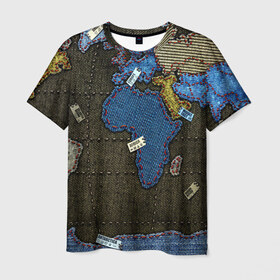 Мужская футболка 3D с принтом Мир джинс в Санкт-Петербурге, 100% полиэфир | прямой крой, круглый вырез горловины, длина до линии бедер | земля | континенты | планета