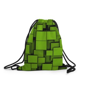 Рюкзак-мешок 3D с принтом Зеленые кубики в Санкт-Петербурге, 100% полиэстер | плотность ткани — 200 г/м2, размер — 35 х 45 см; лямки — толстые шнурки, застежка на шнуровке, без карманов и подкладки | кубы | текстура