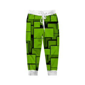 Детские брюки 3D с принтом Зеленые кубики в Санкт-Петербурге, 100% полиэстер | манжеты по низу, эластичный пояс регулируется шнурком, по бокам два кармана без застежек, внутренняя часть кармана из мелкой сетки | кубы | текстура