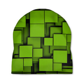 Шапка 3D с принтом Зеленые кубики в Санкт-Петербурге, 100% полиэстер | универсальный размер, печать по всей поверхности изделия | кубы | текстура